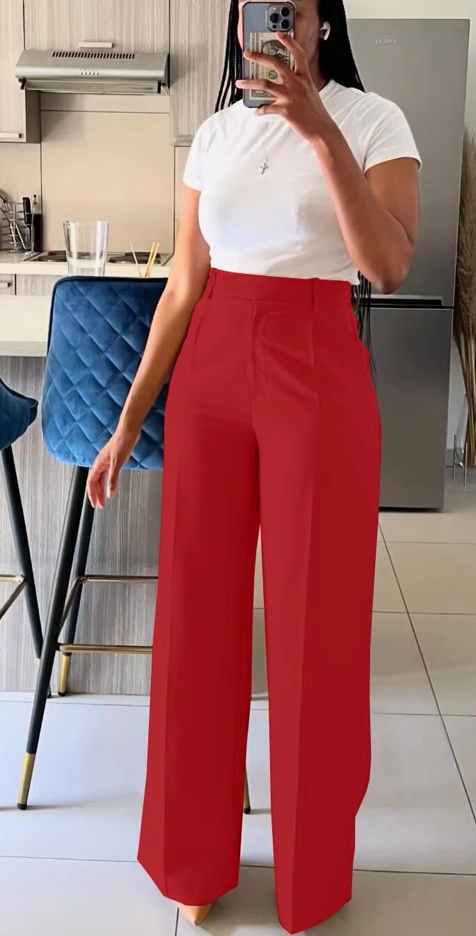 Women's High Waisted Straight Leg Wide Leg Casual Pants - view 6