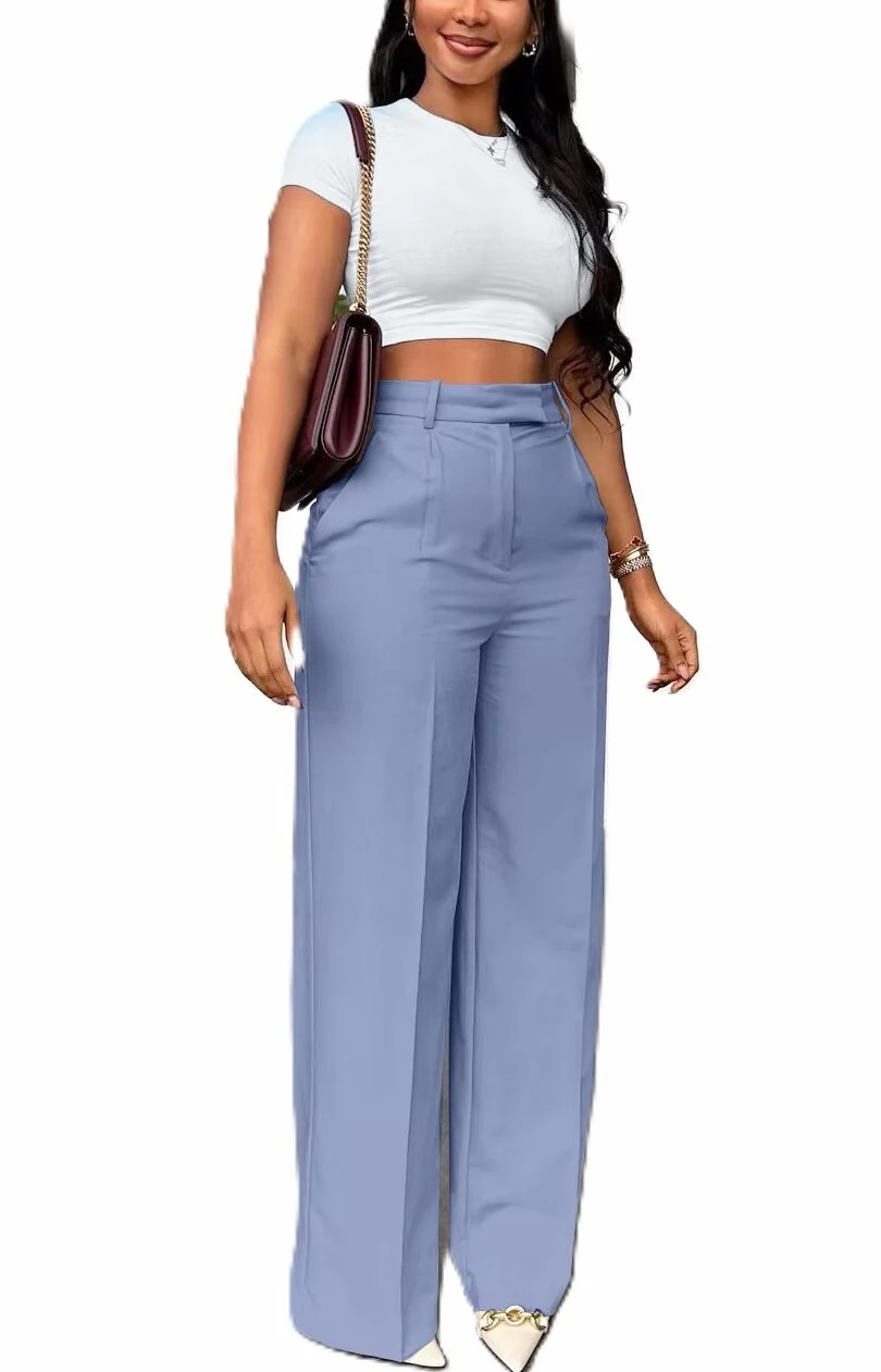Women's High Waisted Straight Leg Wide Leg Casual Pants - view 3