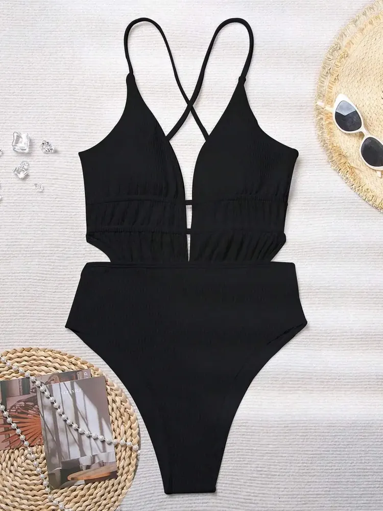 Women's Solid Color Summer One-Piece Bikini Breathable Fabric - view 4