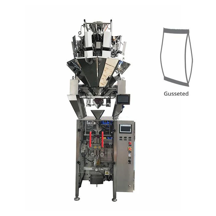 Multihead weigher and vertical form fill seal granule packing machine with formed bag