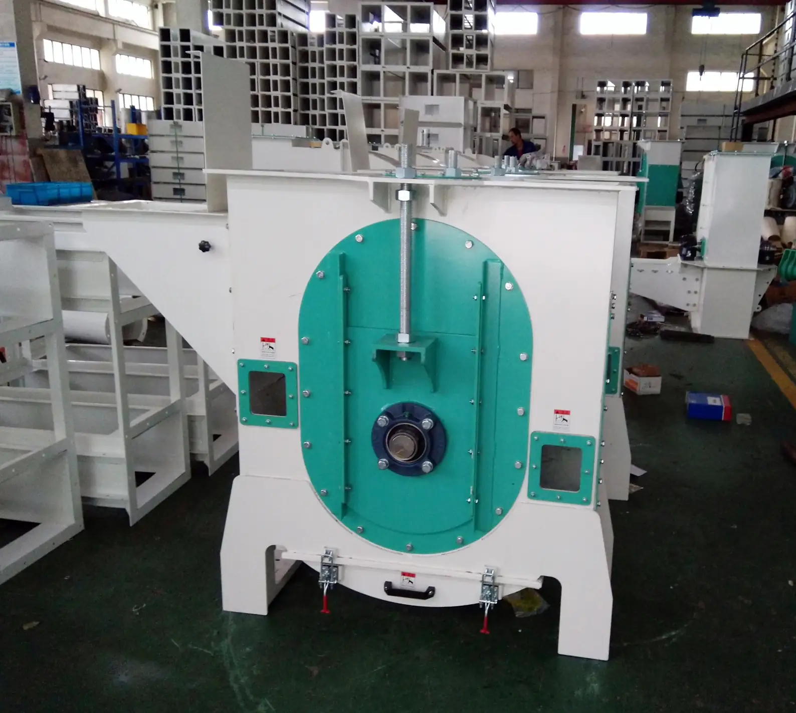 Grain handling machine under assembly in the TITAN workshop