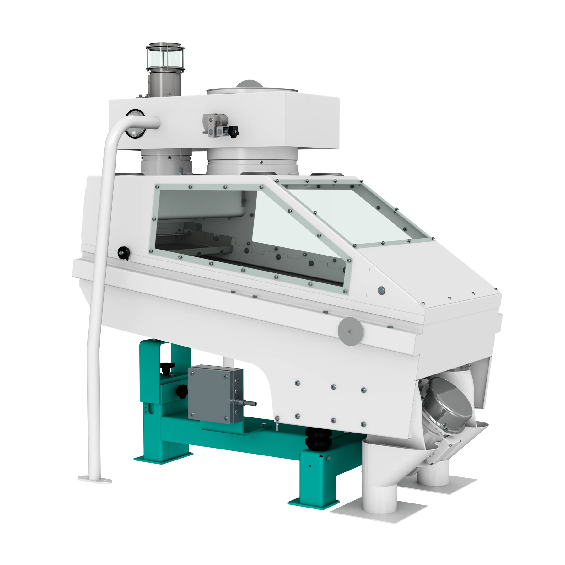 MTSD wheat destoner with aspiration hood and adjustable separating deck