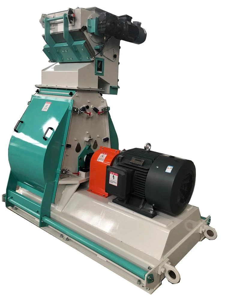 TISP hammer mill with feed hopper and rotor housing for biomass grinding