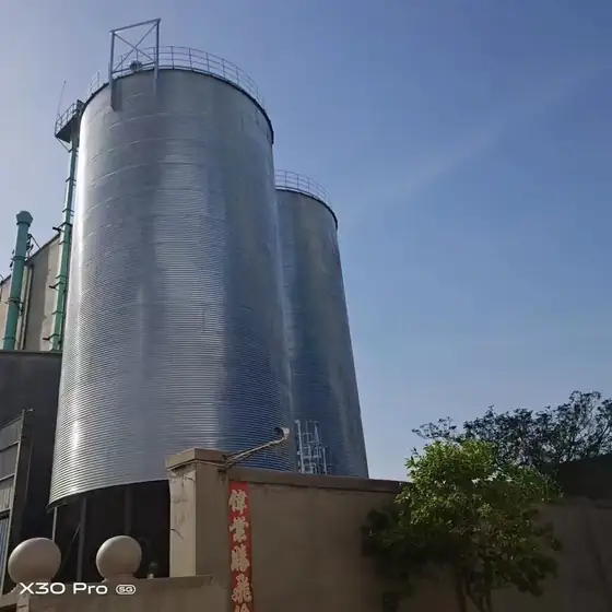 Silo battery with roof conveying feeding a milling plant