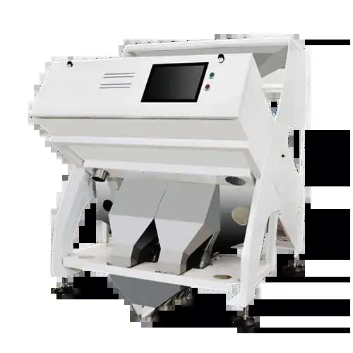 Sorter feeding section with vibrating trays and inlet hopper