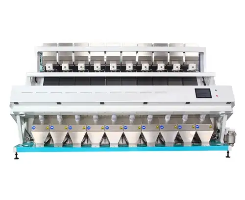 TITAN AI chute colour sorter with wide cabinet and touch screen