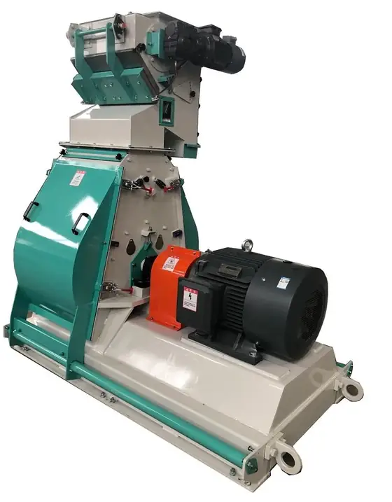 TISP hammer mill with feed hopper and rotor housing for biomass grinding