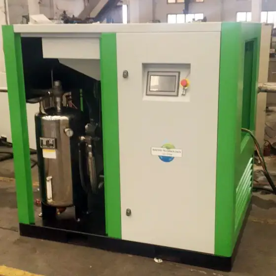 TITAN oil free water lubricated screw air compressor installed in a processing plant