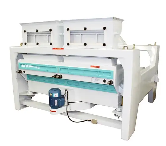 Rotary cleaning machine with inlet hopper and drive unit