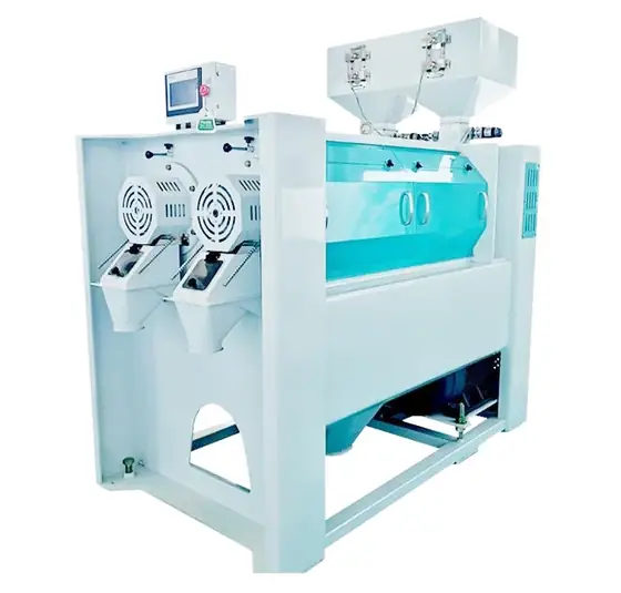 Double roller polisher connected in series on a steel frame
