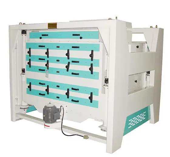 MMJM rotary rice grader with stacked sieve frames and access doors