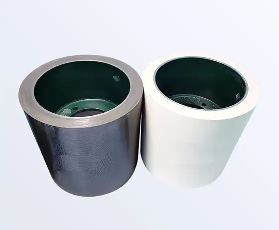 Rubber roller cross section showing the bond between rubber and drum