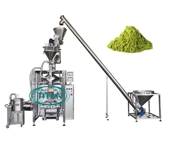 TTZVF powder packaging machine with control cabinet and pouch magazine