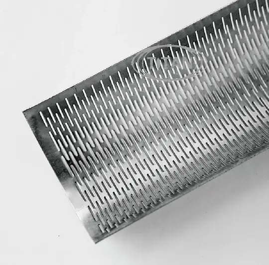 Whitener screen with slotted perforation and formed frame