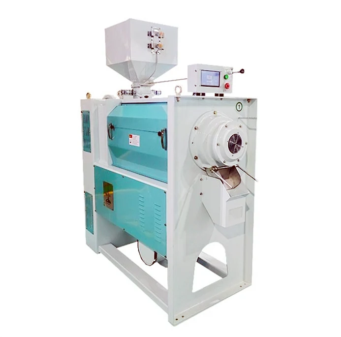Horizontal emery roller rice whitener with suction milling chamber