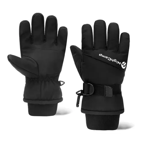 Black waterproof kids snow glove
