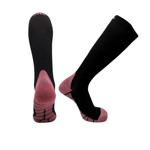 Black performance socks with pink footbed