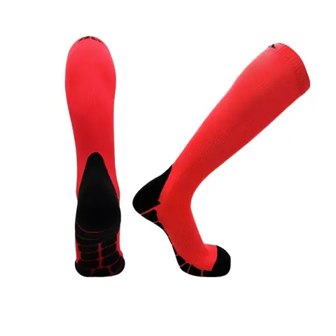Red performance socks with cushioned footbed