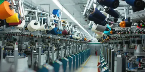 Computerised sock knitting machines at a partner factory. Sock construction is set in the program file, which