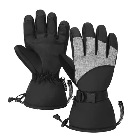 Black and grey insulated kids snow glove