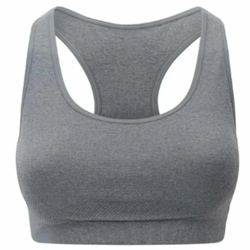 Grey seamless double layer sports bra