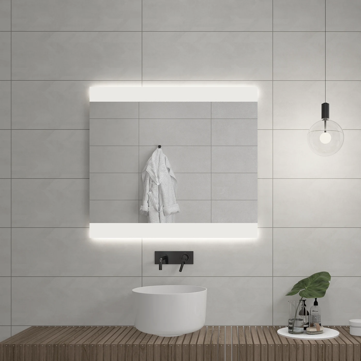 Fog free bathroom LED mirror