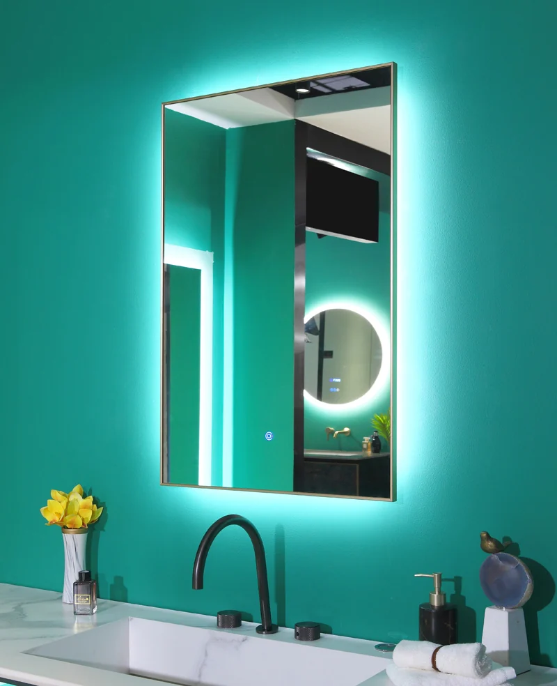 Bathroom LED Mirror With Frame and Shelf