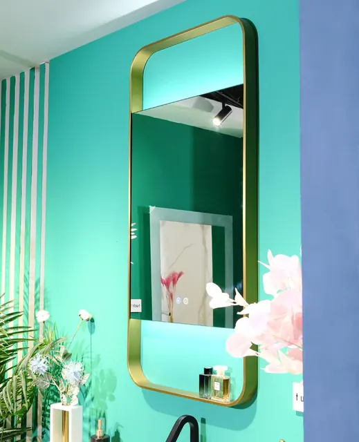 Bathroom LED Mirror With Frame and Shelf