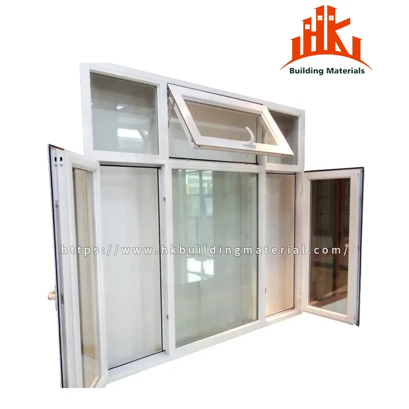 White framed window unit with side panels and awning window shown open