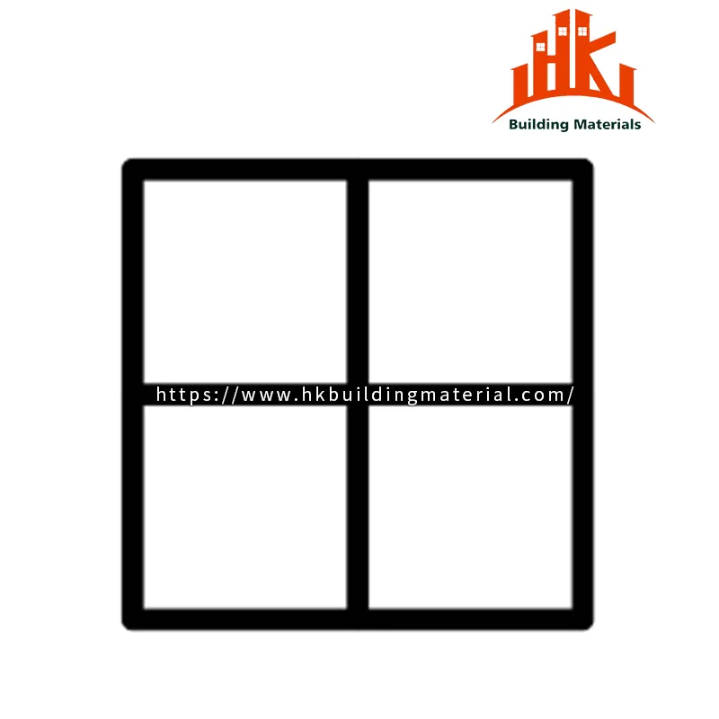 Black line drawing of a four-pane window on a white background