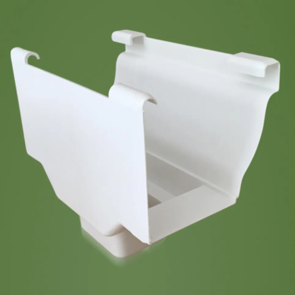 White PVC gutter end cap shown on a plain background.