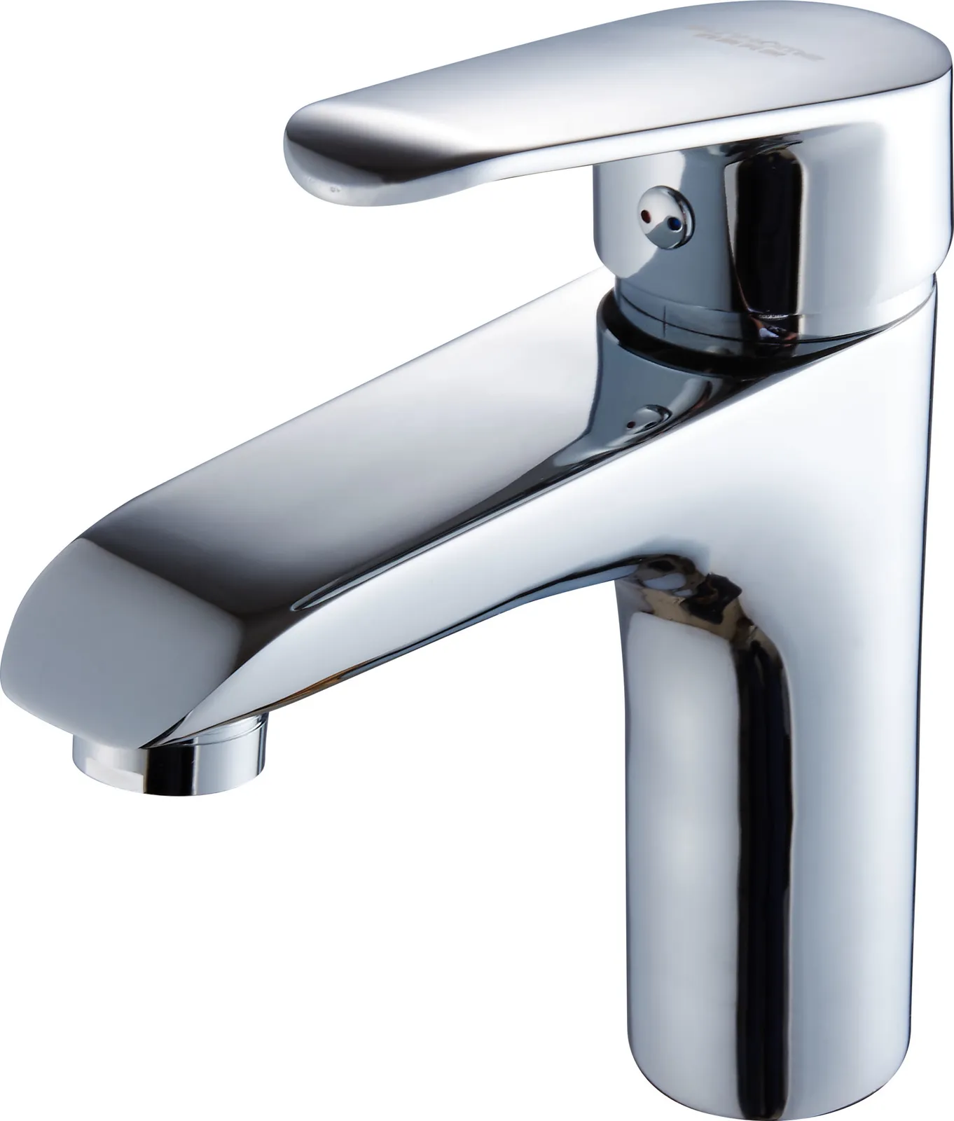 Modern chrome single-lever basin tap with a rectangular profile
