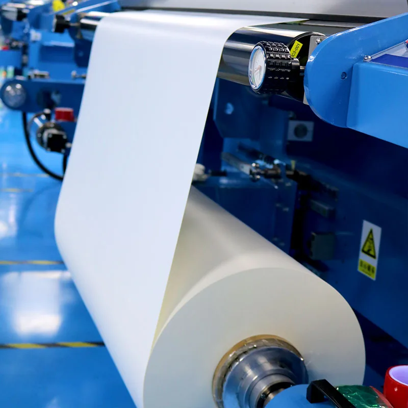 Backsheet film being wound on the coating line