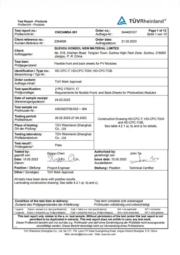 Management system certificate held by Hondol Material