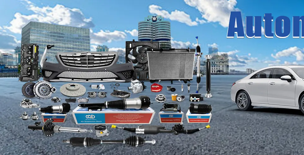 Range of Hong Modi replacement auto parts including air suspension struts radiators and chassis components