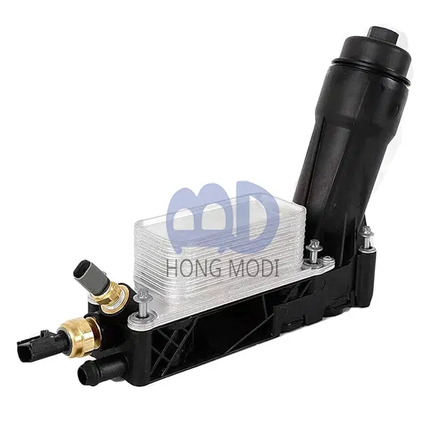 Oil cooler filter housing model 5184294AE (2011-2013) for Jeep, Dodge, and Chrysler 3.6L V6 engines.