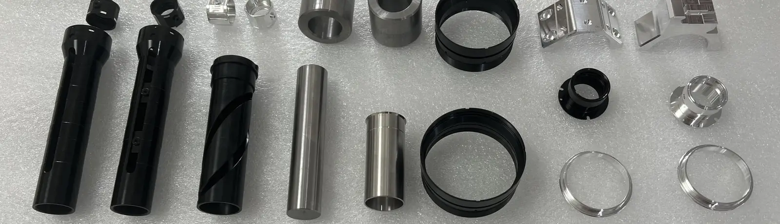 Wide view of machined parts produced by Yiwu Hongpin