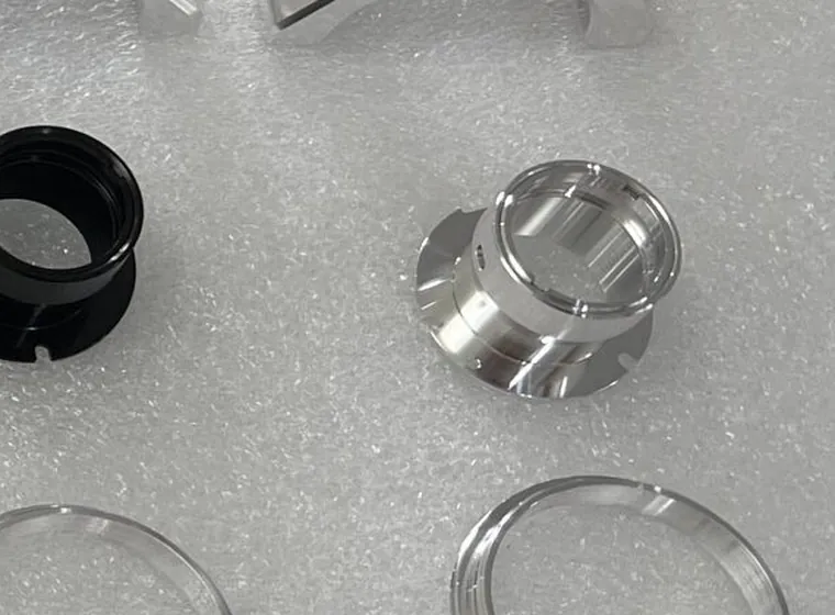 Machined aluminium clamps connectors and rings with a bright cut finish