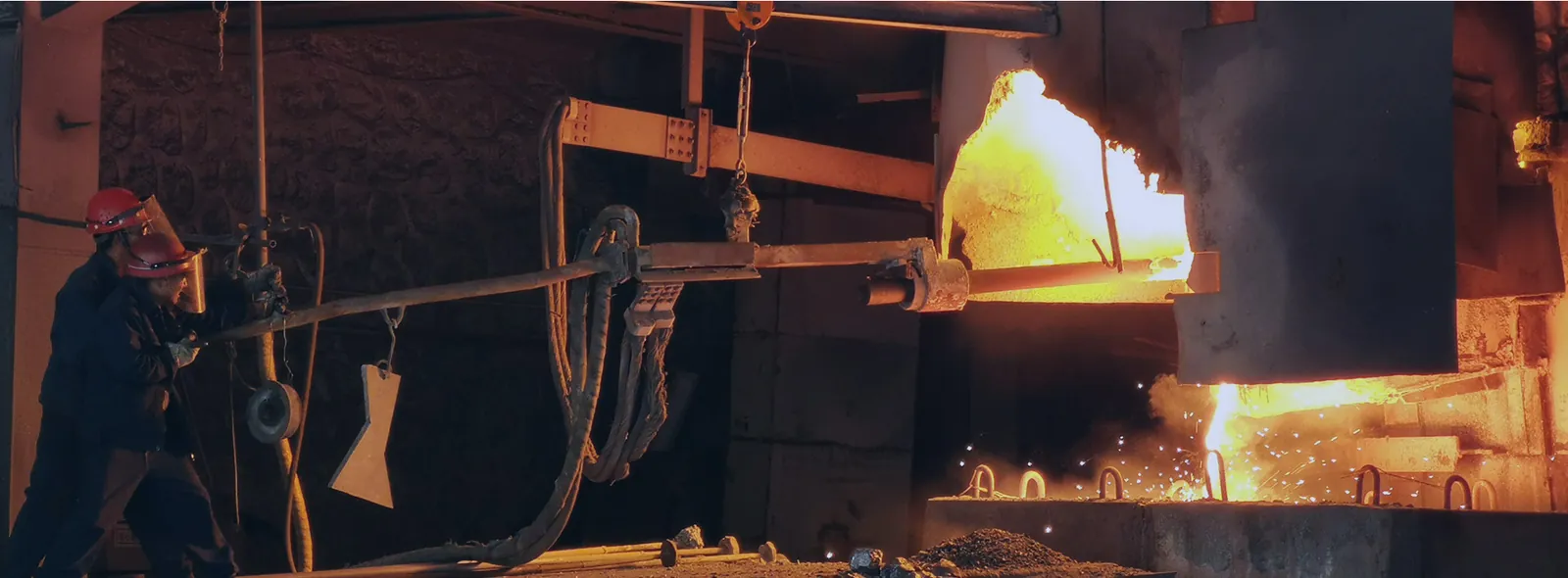 Furnace tap at a ferroalloy plant in Anyang