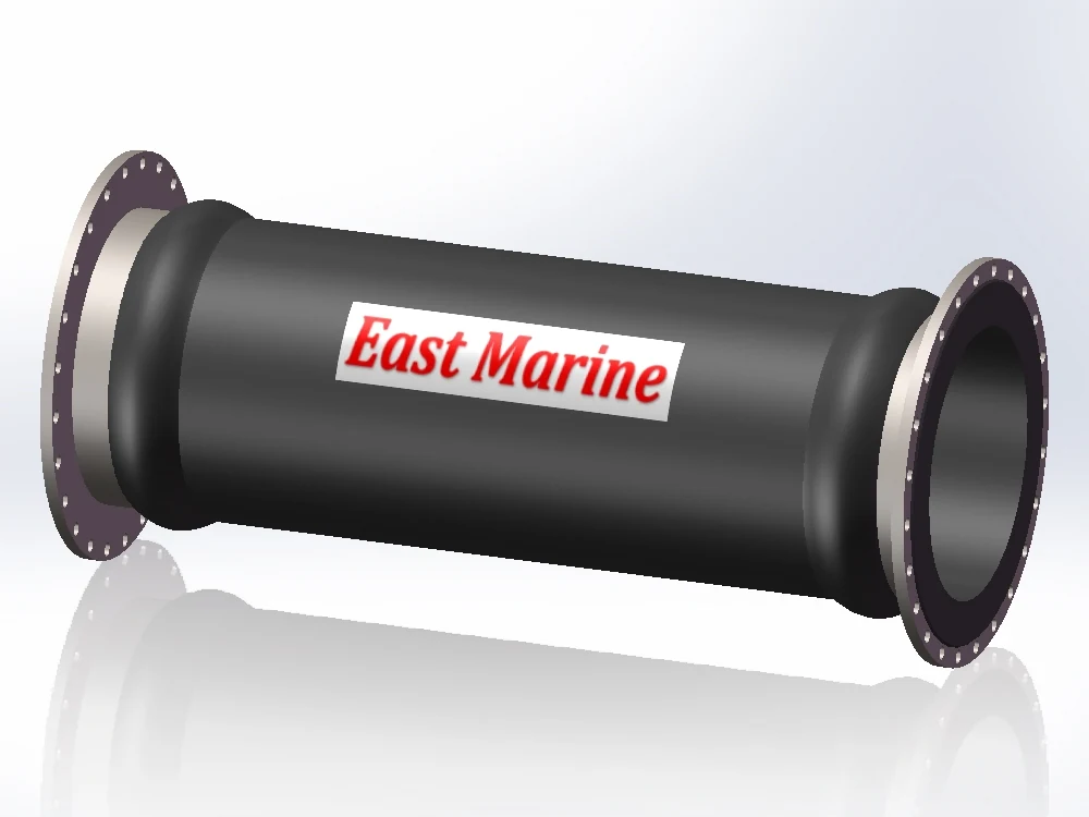 Armored discharge rubber hose with steel flanges and banded outer cover