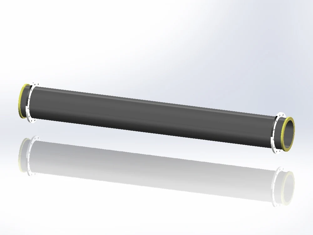 HDPE dredging pipe section fitted with steel backing flanges