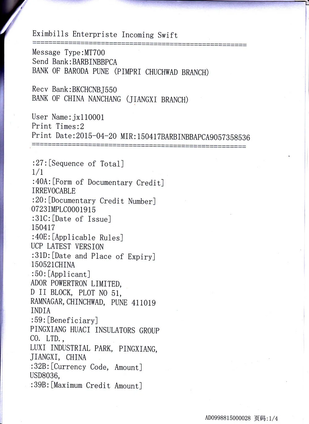 India - Ador Powertron Limited contract