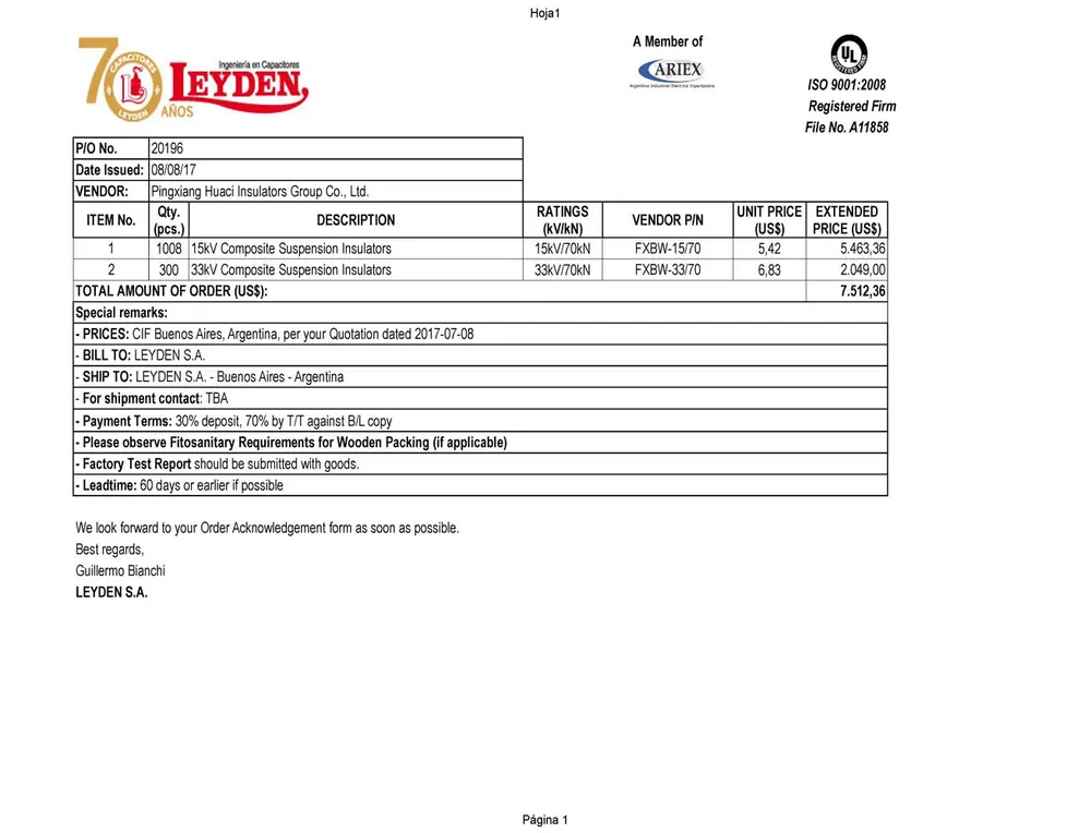 Argentina - Leyden S.A. contract
