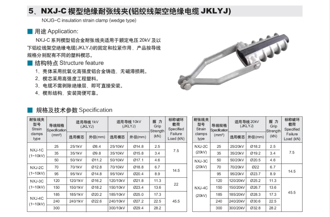 Wedge Type Strain Clamp dimension drawing