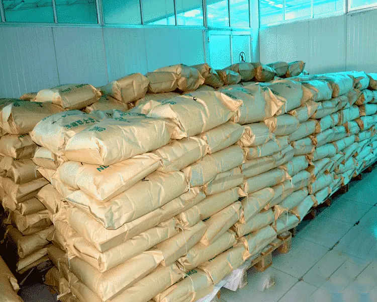 Paper bags stacked in the warehouse