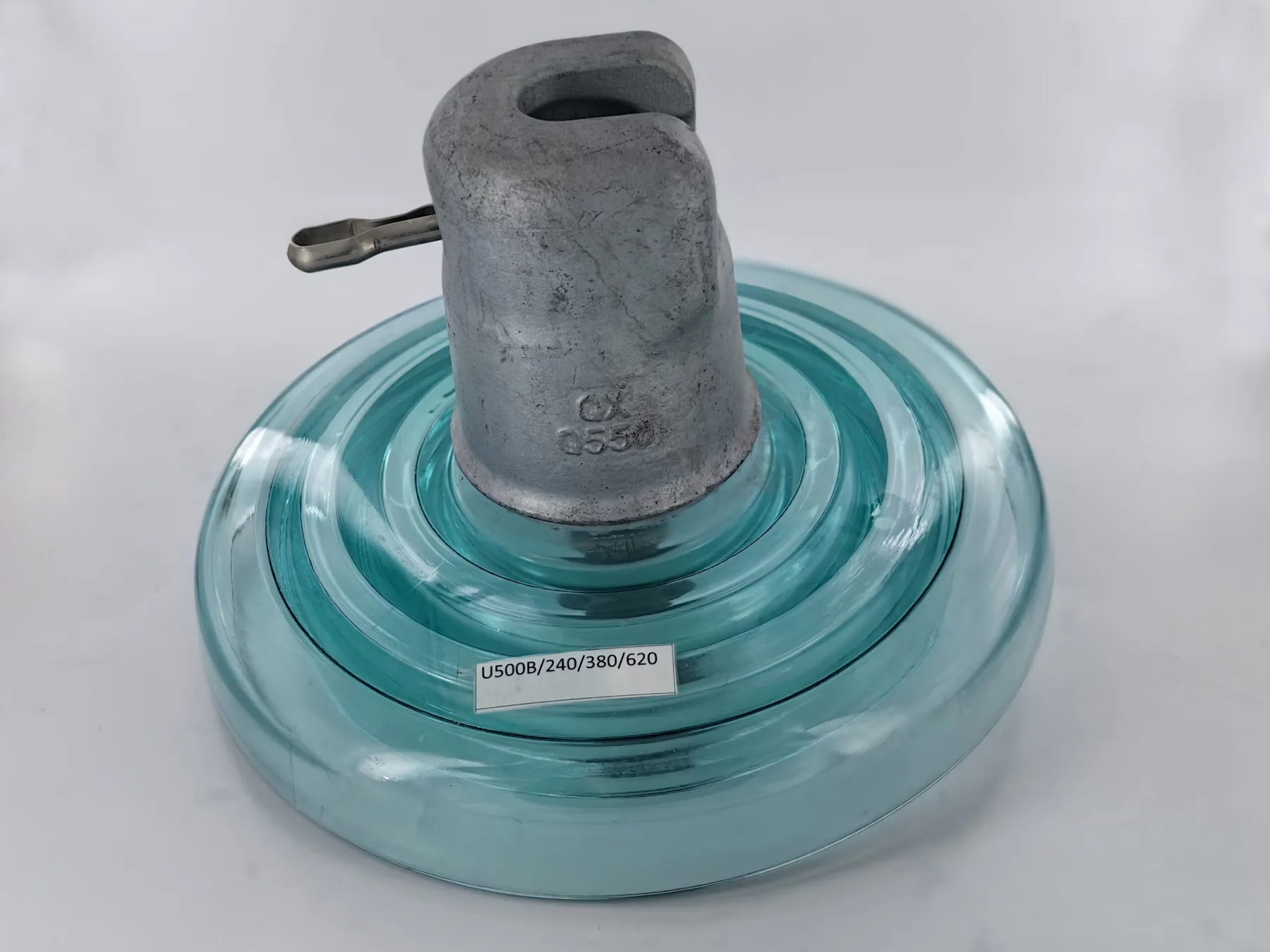 U500B toughened glass suspension insulator with 32 mm ball and socket coupling