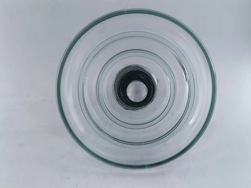 U120B toughened glass insulator of the type used in substation strain assemblies