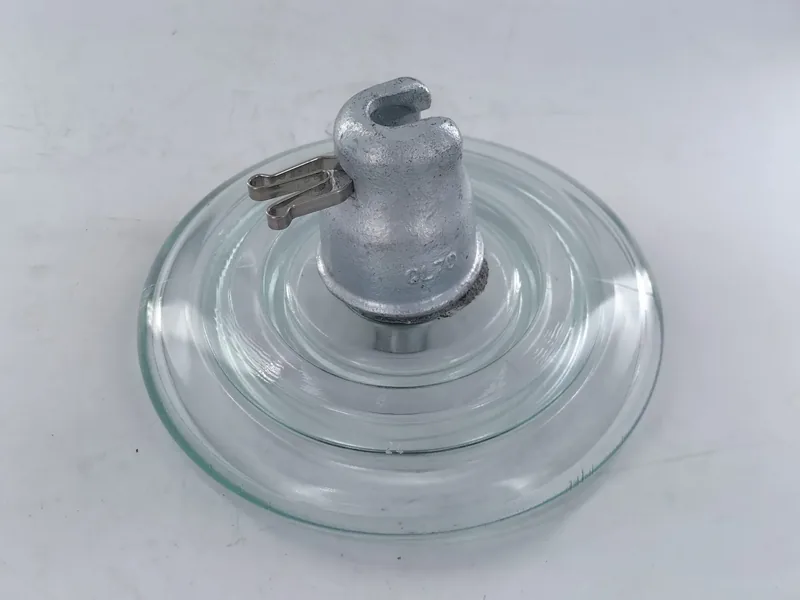 Standard type toughened glass suspension insulator used on overhead transmission line strings
