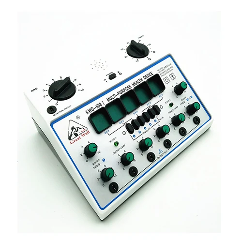 GreatWall KWD-808I acupuncture treatment device with alligator clip output wires and electrode pads