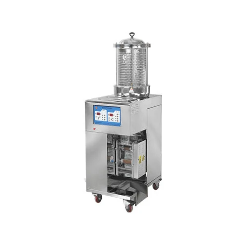 Front view of Huayan HYLA42X automatic twice herb decoction and packing machine with glass pot and control panel